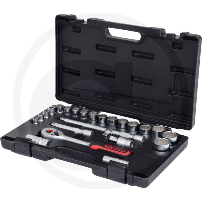 Ks tools 1/2" dopsleutelset - 24-delig, 12-kant, chroom vanadium