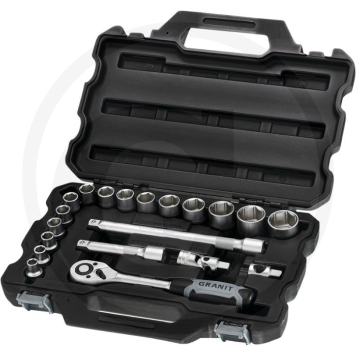 Black edition black edition 1/2" dopsleutelset 20-delig, metrisch - ratel: 72 tands, snelwisselfunctie