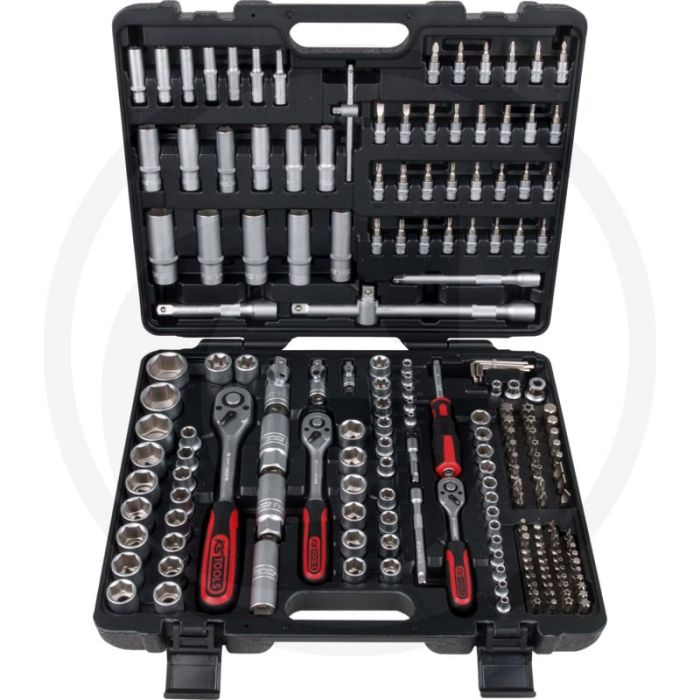 Jeu de clés à douille Ks Tools, 195 pièces, à six pans, profil Flanktraction, finition chromé-vanadium satiné mat, dans un coffret en plastique Jeu de clés à douille Ks Tools, 195 pièces, à six pans, profil Flanktraction, finition chromé-vanadium satiné mat, dans un coffret en plastique