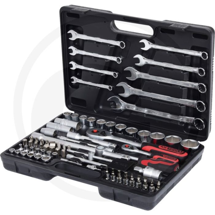 Jeu de clés à douille Ks Tools 1/4" + 1/2" Superlock, 82 pièces - chrome-vanadium - avec douilles hexagonales et embouts