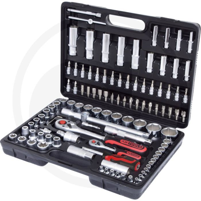 Jeu de clés à douille Ks Tools 1/4” + 1/2" Superlock - 108 pièces, chrome-vanadium, mallette en plastique Jeu de clés à douille Ks Tools 1/4” + 1/2" Superlock - 108 pièces, chrome-vanadium, mallette en plastique