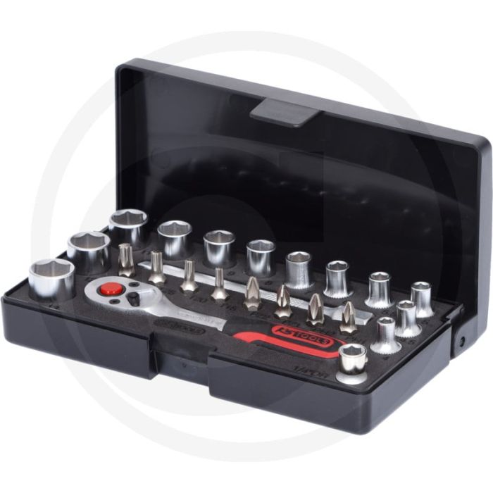 Jeu de clés à douille Ks Tools 1/4" Superlock, 23 pièces - chrome-vanadium, mallette en plastique