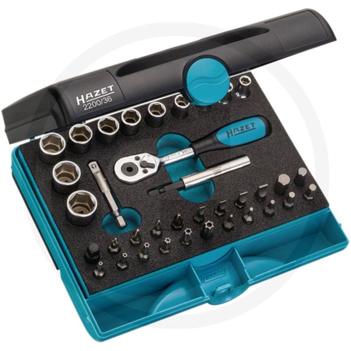 Hazet set dopsleutelbits - 1/4" - 36-delig - buiten zeskant tractieprofiel Hazet set dopsleutelbits - 1/4" - 36-delig - buiten zeskant tractieprofiel