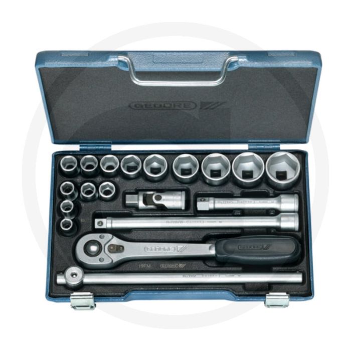 Gedore gedore dopsleutelset 1/2" 19-delig, gesmeed & gecoat Gedore gedore dopsleutelset 1/2" 19-delig, gesmeed & gecoat