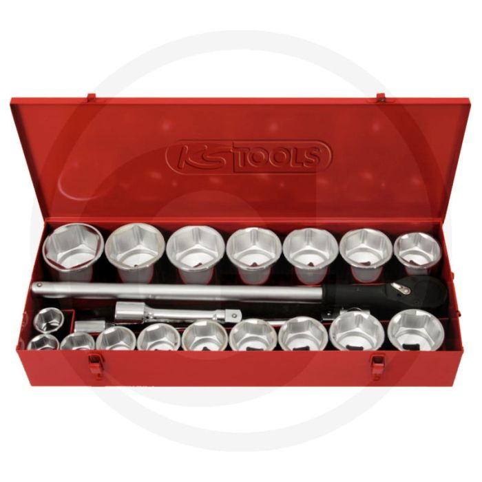 Jeu de clés à douille Ks Tools 1" Classic, 22 pièces, dans un coffret métallique - cliquet à 24 dents Jeu de clés à douille Ks Tools 1" Classic, 22 pièces, dans un coffret métallique - cliquet à 24 dents