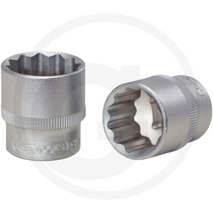 Ks tools 3/8" 12-kant dopsleutel, 1/4” - 12-kant, inch - 30x30x30 mm
