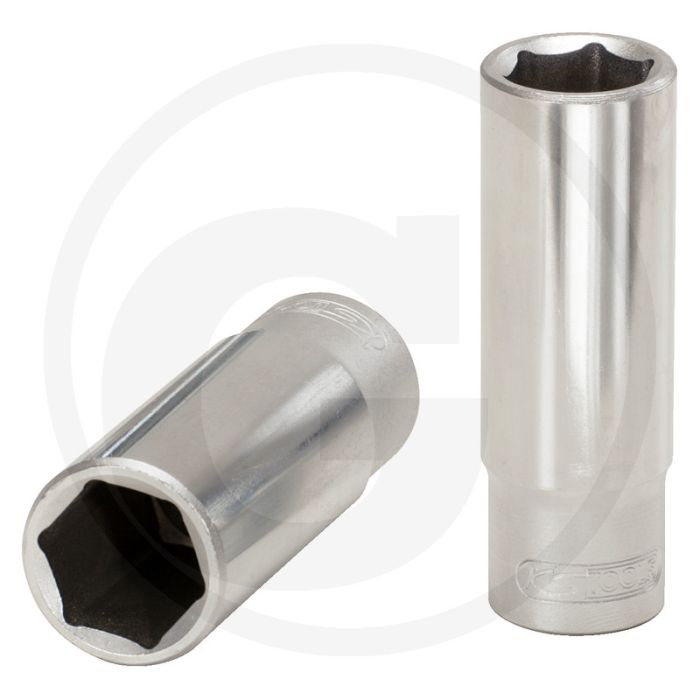 Ks tools 3/8" classic zeskant dopsleutel, lang, 17mm - flanktraction-profiel