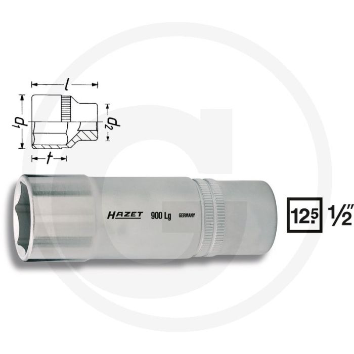 Hazet zeskant dopsleutel 22mm 12-kant chroom-vanadium din 3124/iso 2725-1