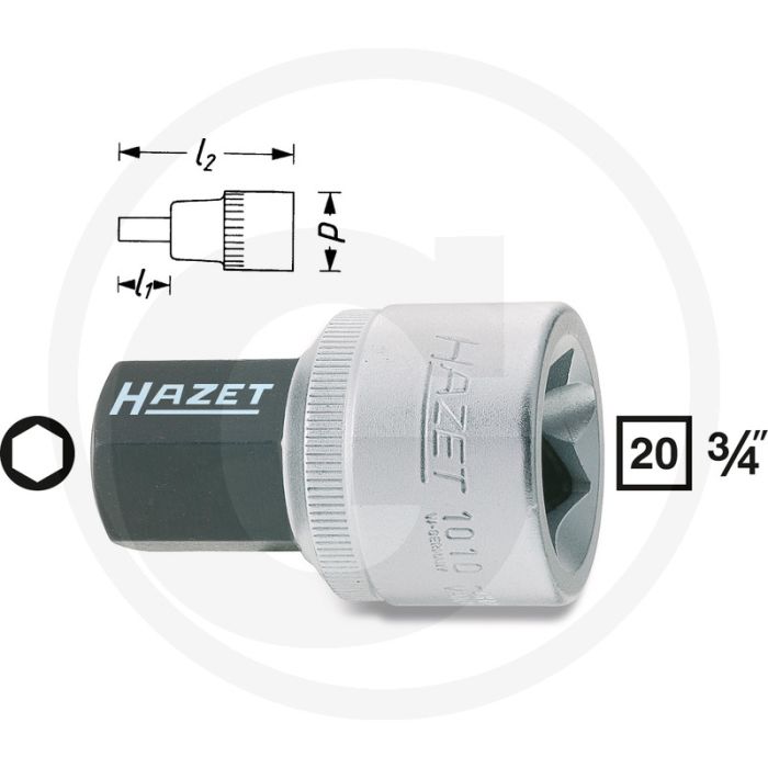Hazet dopsleutelbit 3/4" zeskant 22mm