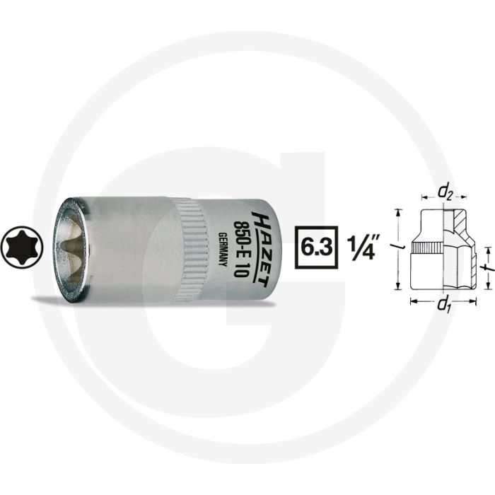 Hazet dopsleutelbit torx® e8 25mm chroom-vanadium