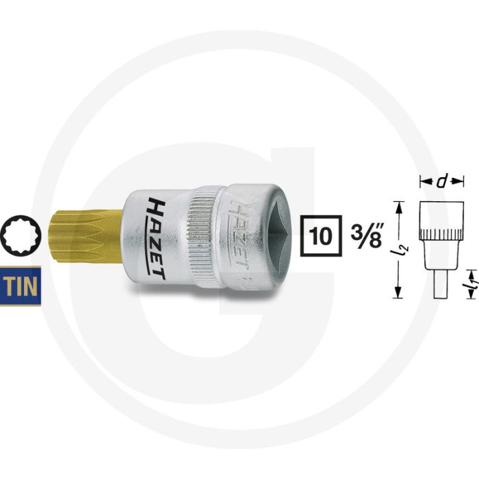 Hazet dopsleutelbit 3/8" veeltand m6 tin gecoat