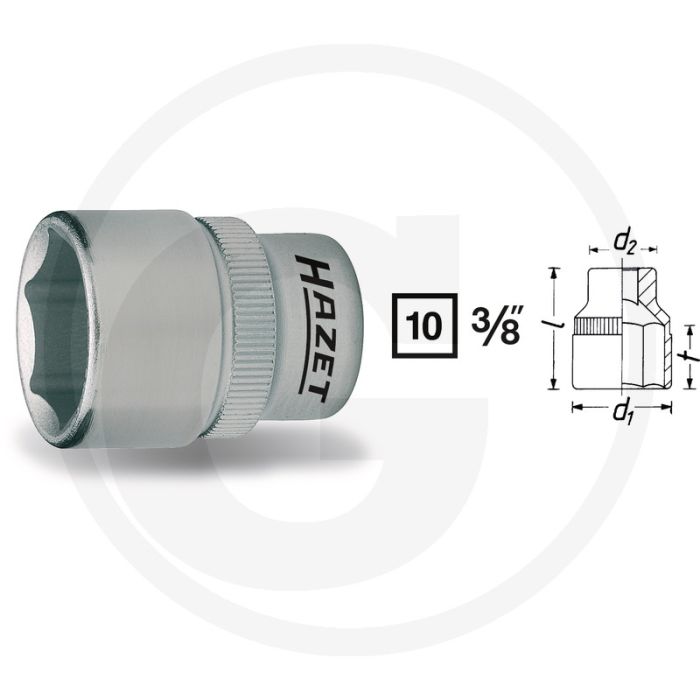 Hazet zeskant dopsleutel 3/8", 12mm, chroom-vanadium