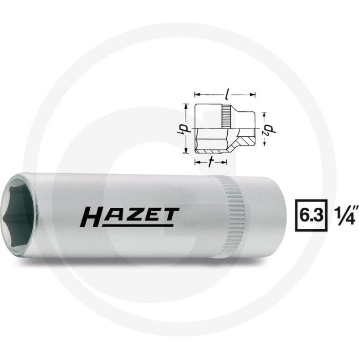 Clé à douille hexagonale Hazet 9 mm en chrome-vanadium, DIN 3124