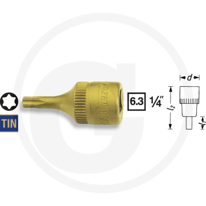 Hazet dopsleutelbit torx® t15 28mm chroom-vanadium tin gecoat 1/4" Hazet dopsleutelbit torx® t15 28mm chroom-vanadium tin gecoat 1/4"