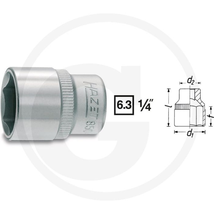 Hazet zeskant dopsleutel 5,5 mm - rvs - 25 mm - zonder bit Hazet zeskant dopsleutel 5,5 mm - rvs - 25 mm - zonder bit