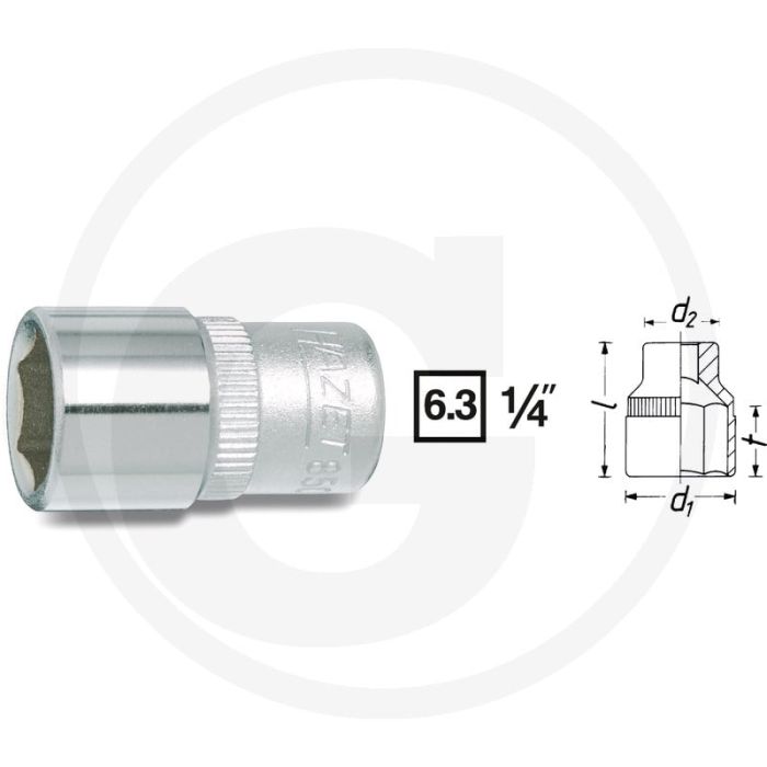 Hazet zeskant dopsleutel 6mm chroom-vanadium din 3124 iso 2725-1 Hazet zeskant dopsleutel 6mm chroom-vanadium din 3124 iso 2725-1