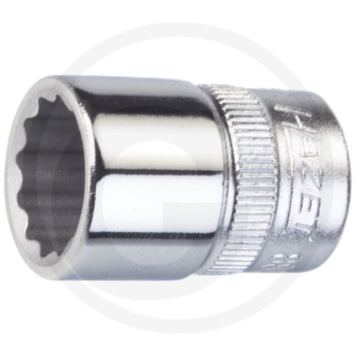 Clé à douille Hazet à 12 pans 1/2" 27,5 mm en chrome-vanadium, chromée, polie