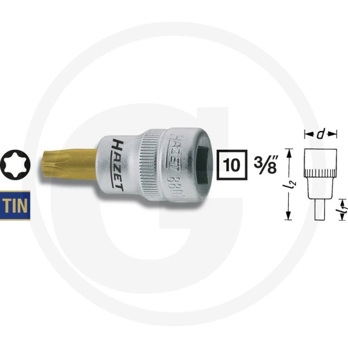 Hazet dopsleutelbit torx® t50 44,5mm 3/8" tin coated Hazet dopsleutelbit torx® t50 44,5mm 3/8" tin coated