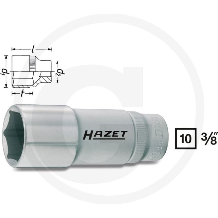 Clé à douille hexagonale Hazet 21 mm, chrome-vanadium, chromée, 3/8" Clé à douille hexagonale Hazet 21 mm, chrome-vanadium, chromée, 3/8"