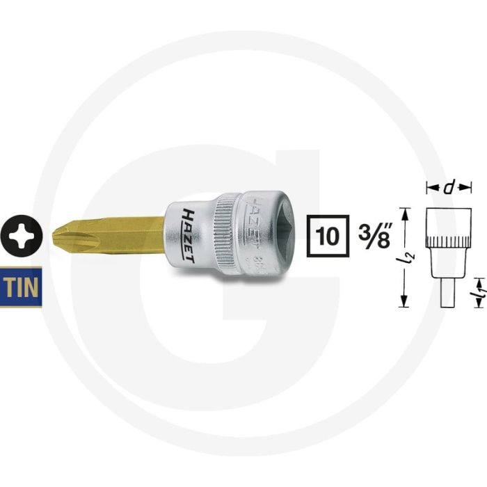 Hazet dopsleutelbit ph3, tin gecoat, 3/8" uitgang Hazet dopsleutelbit ph3, tin gecoat, 3/8" uitgang