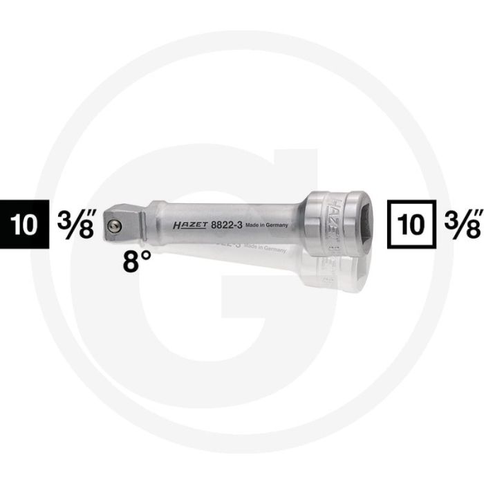 Hazet verlengstuk, draaibaar 10 (3/8") - lengte 74mm, chroom-vanadium Hazet verlengstuk, draaibaar 10 (3/8") - lengte 74mm, chroom-vanadium