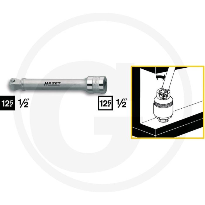 Hazet verlengstuk, draaibaar 12,5 (1/2") - lengte 123 mm Hazet verlengstuk, draaibaar 12,5 (1/2") - lengte 123 mm