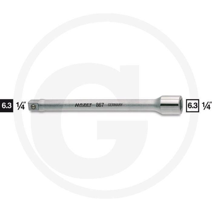 Hazet verlengstuk 6,3 (1/4") - lengte 101,5 mm, chroom-vanadium, met kogelzekering Hazet verlengstuk 6,3 (1/4") - lengte 101,5 mm, chroom-vanadium, met kogelzekering