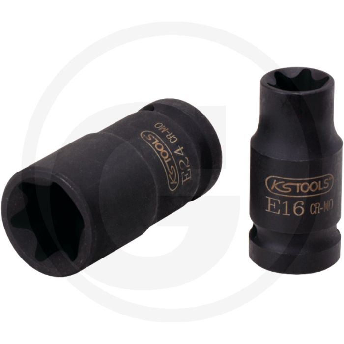 Ks tools 1/2" tx-e krachtdopsleutelbit, kort, e10 - 38mm lengte