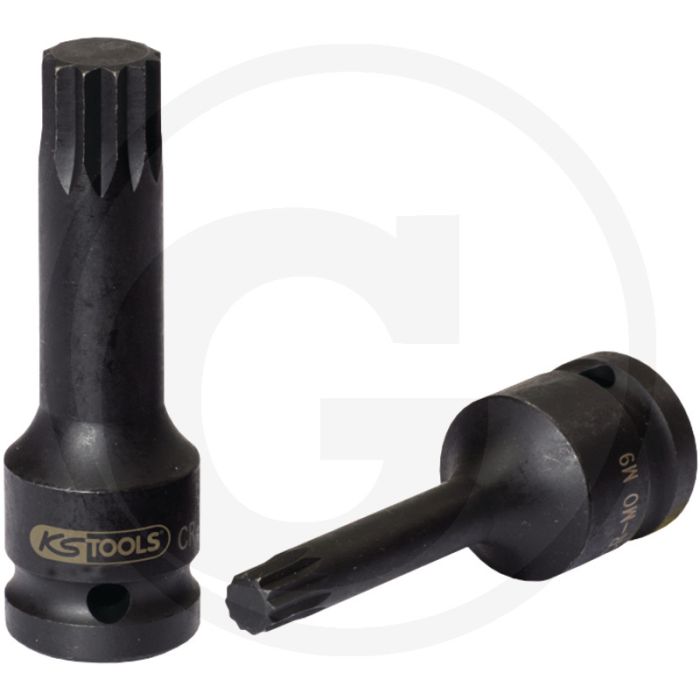Ks tools 1/2” krachtdopsleutelbit voor veeltand - lengte 75mm