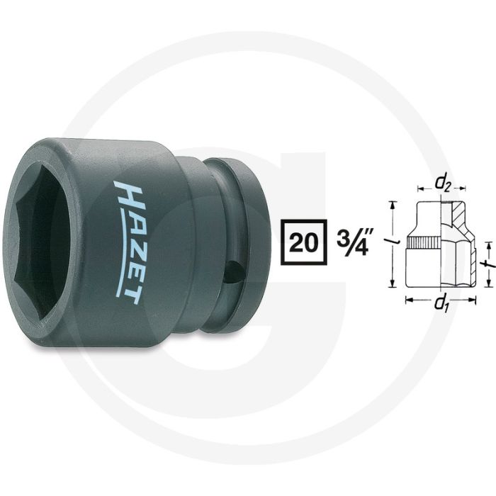 Hazet krachtdopsleutel zeskant 33 mm chroom vanadium speciaal staal din 3129/iso 2725-2