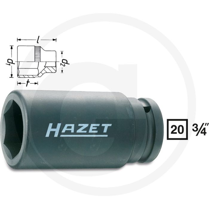 Hazet krachtdopsleutel zeskant 36 mm - lange ausführung - chroom-vanadium