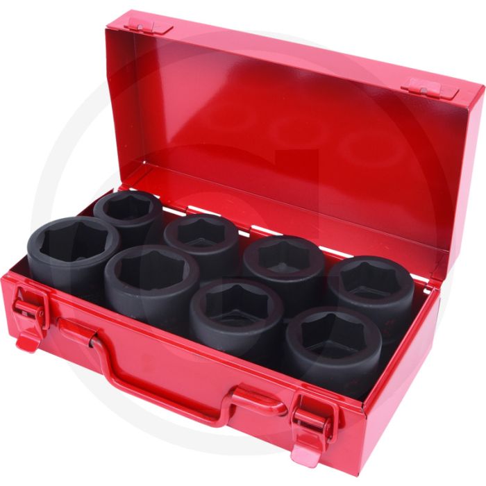 Ks tools 1" zeskant krachtdoppenset, kort, 8-delig, 27-38 mm - chroom-molybdeen, stalen koffer Ks tools 1" zeskant krachtdoppenset, kort, 8-delig, 27-38 mm - chroom-molybdeen, stalen koffer