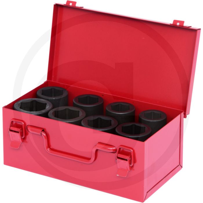 Ks tools 1” krachtdopsleutelset, zeskant, lang, 8-delig, 24 - 38 mm - chroom-molybdén - 6-kant