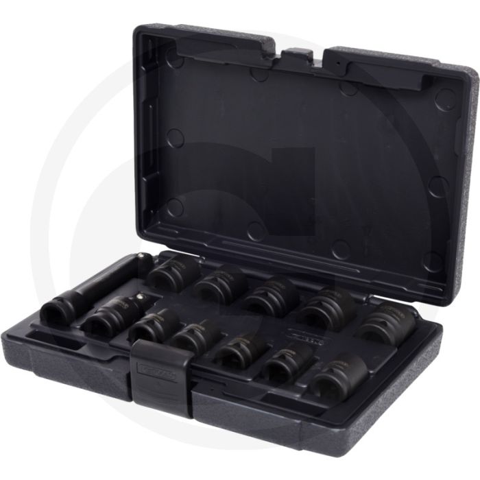 Ks tools 1/2" krachtdopsleutelset, zeskant 12-delig, in kunststof koffer - chroom-molybdeen