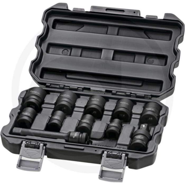 Black edition black edition 1/2" zeskant krachtdoppenset 11-delig - gefosfateerd chroom-molybdeen-staal