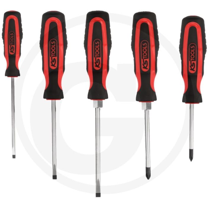 Ks tools ergotorque + schroevendraaierset, 5-delig - geharde klinge, chroom vanadium - 135x48x337 mm
