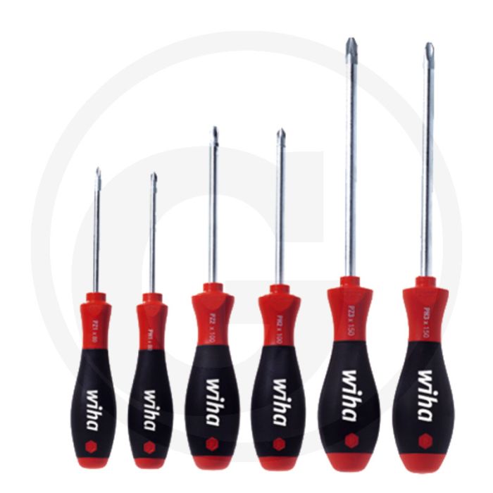 Wiha 6-delige softfinish® schroevendraaierset - ph1, ph2, ph3, pz1, pz2, pz3 - 80-150 mm