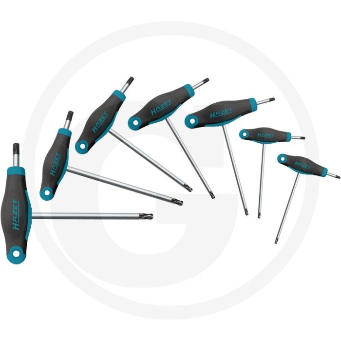 Hazet winkelschraubendreher-satz torx® mit kk 7-teilig, ergonomischer hazet 2-komponenten-t-griff