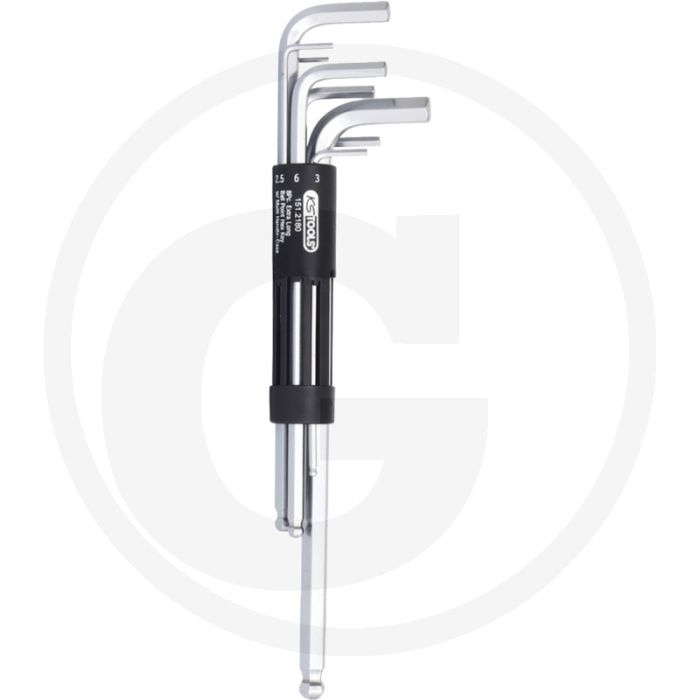 Ks tools classic 3 in 1 haakse binnenzeskantboute 8-delig in houder (als t, greep), extra lange uitvoering - ideaal voor moeilijk bereikbare schroeven