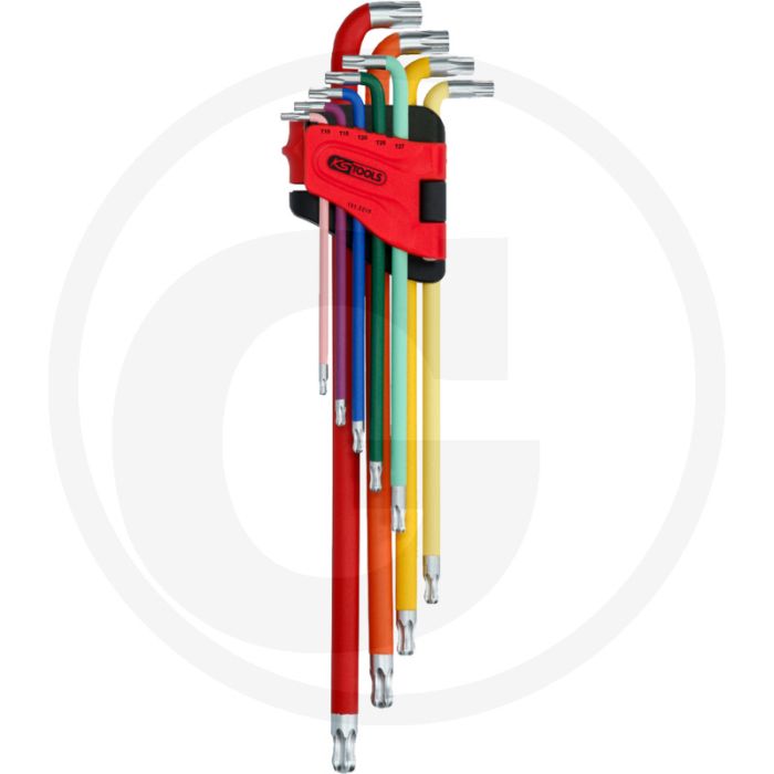 Ks tools tx-ster haakse stiftsleutelset met kogel - 9-delig, extra lang met kleurcodering Ks tools tx-ster haakse stiftsleutelset met kogel - 9-delig, extra lang met kleurcodering