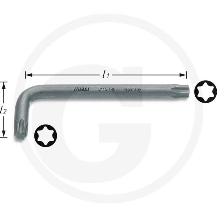 Hazet haakse torx® stiftlseutel t30 - 76mm l1 - chroom-vanadium