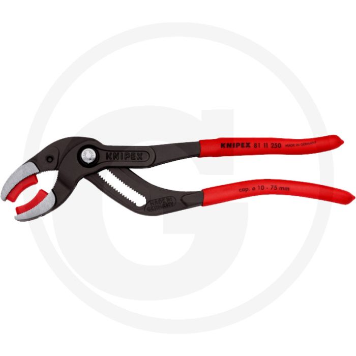 Pince à siphon et à connecteur Knipex avec mâchoires en plastique, 10-75mm, 25 positions de réglage, 250mm