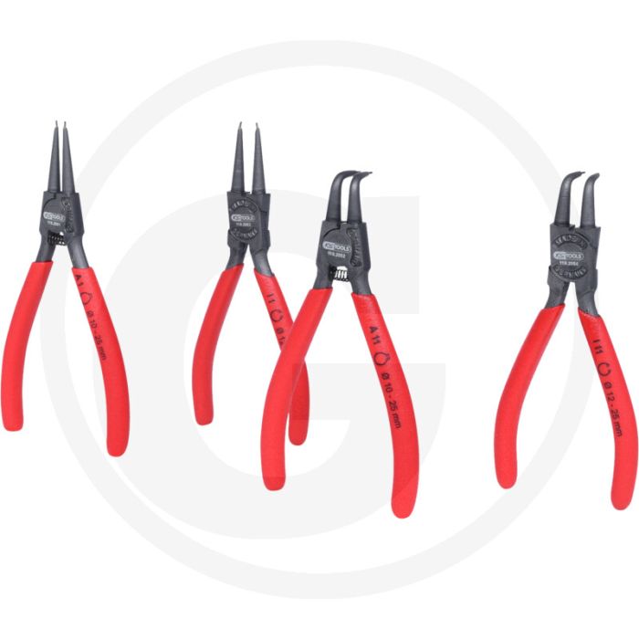 Ks tools borgveertangenset 10 - 25 mm, 4-delig - voor binnen- en buitenringen Ks tools borgveertangenset 10 - 25 mm, 4-delig - voor binnen- en buitenringen