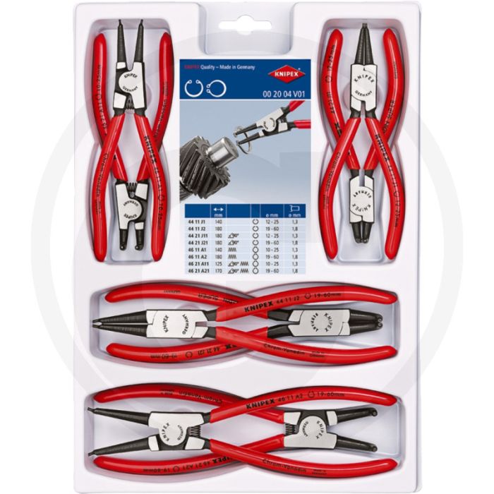 Knipex knipex borgveertangenset 8-delig - meest gangbare tangen voor binnen- en buitenringen Knipex knipex borgveertangenset 8-delig - meest gangbare tangen voor binnen- en buitenringen