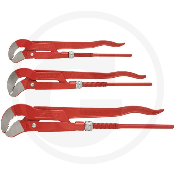 Ks tools pijptangenset 3-delig, 45° gebogen, 245-550 mm Ks tools pijptangenset 3-delig, 45° gebogen, 245-550 mm