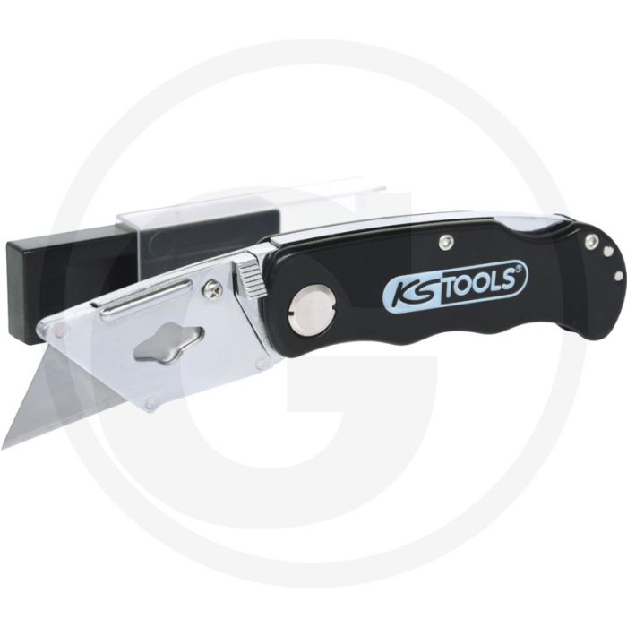 Ks tools uitschuifmes uitklapbaar - met trapeziummesjes - 155mm lengte