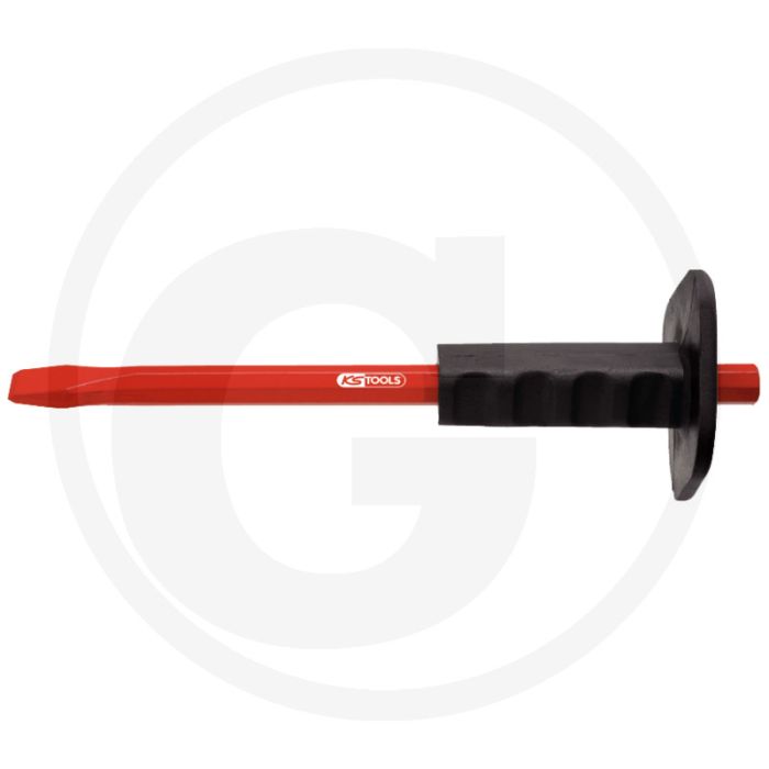Ks tools koudbeitel met handbeschermingsgreep, 8-achthoekig, 250 mm - gehard, herslijpbare snijkant, rood Ks tools koudbeitel met handbeschermingsgreep, 8-achthoekig, 250 mm - gehard, herslijpbare snijkant, rood