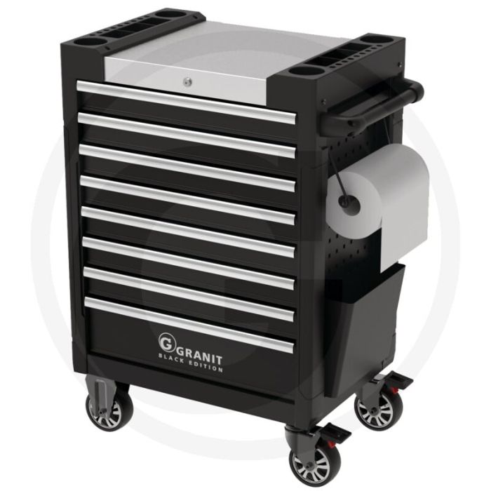 Black edition gereedschapswagen dynamic 2.0 heavy gevuld, 214-delig - stabiele plaatstaalconstructie, 8 schuiflades, rvs werkblad