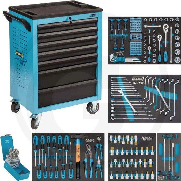 Hazet werkstattwagen assistent® 204tlg inkl. 204 werkzeuge - hazet blau - draagvermogen 480kg