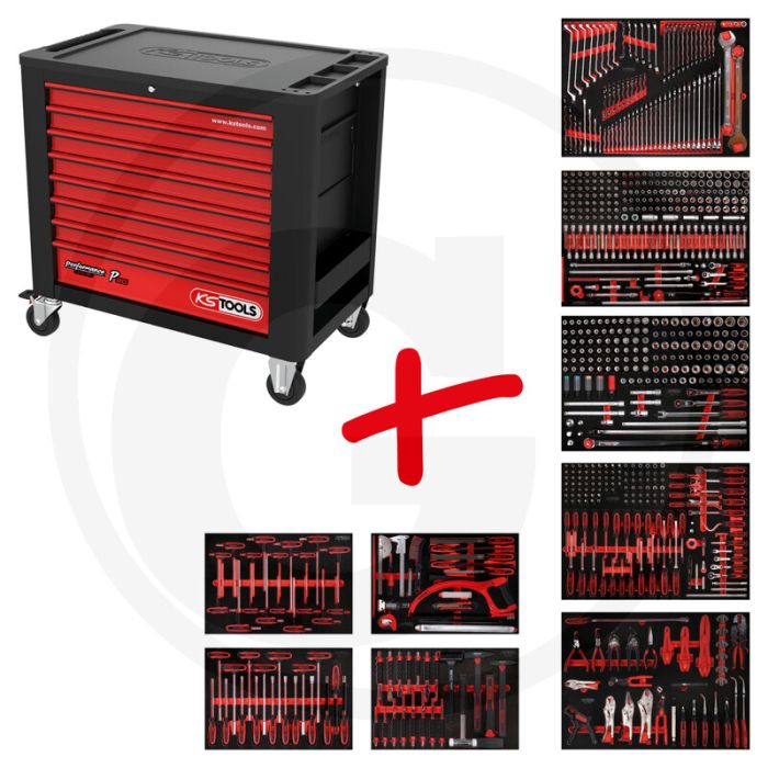 Ks tools gereedschapswagen p20 inclusief 706 gereedschappen - zwart / rood Ks tools gereedschapswagen p20 inclusief 706 gereedschappen - zwart / rood